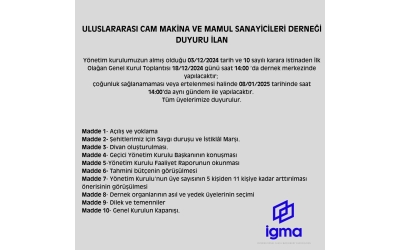 İlk Olağan Genel Kurul Toplantısı İlanı