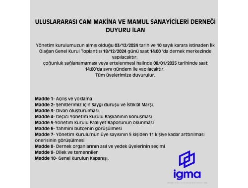 İlk Olağan Genel Kurul Toplantısı İlanı